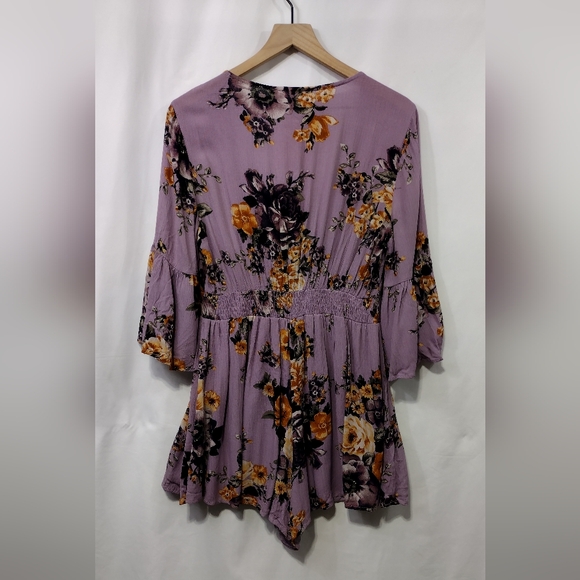 NWT Blu Pepper Floral Romper Women's L Purple Boho Retro Cottagecore Peasant - Picture 6 of 10